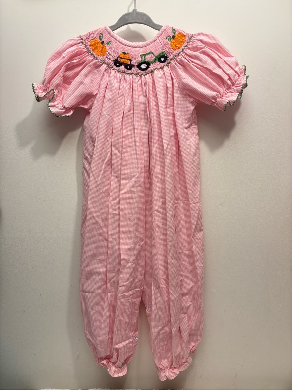 Smocked Pumpkin Bubble Romper Jumpsuit